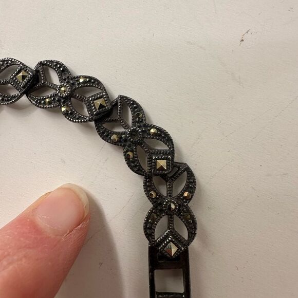 Vintage Art Deco Sterling Marcasite Japan Movement Watch - Picture 6 of 10